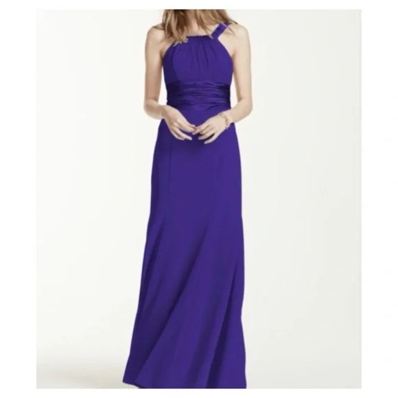 david's bridal purple bridesmaid dresses Strapless Sweetheart Backless Long Chiffon Purple Bridesmaid Dress main image 1